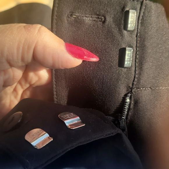 AVENUE black stretch flat front cuffed dress work pants sz 26 wide leg to - Picture 3 of 10